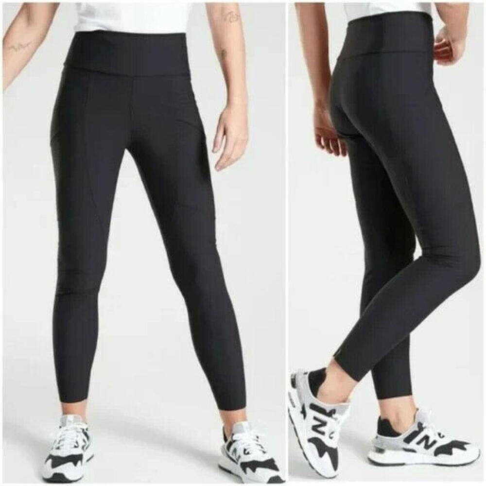 Athleta Stellar City Tight Pants High Rise 2 Black Wide Waistband Ankle